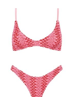 New MAIA - ALINA PINK CROCHET SCOOP BIKINI SET